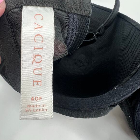 Cacique by Lane Bryant plus size black light lined balconette bra basic size 40F - Picture 6 of 9